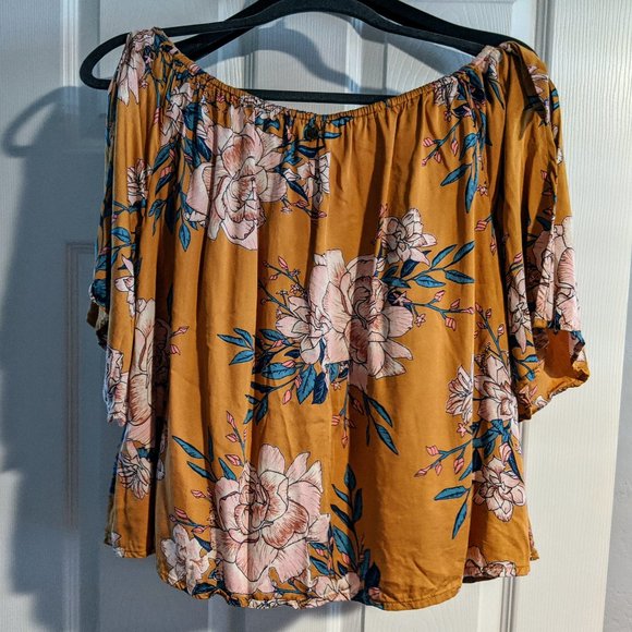 BILLABONG Honey Gold OTS Floral Print Top - Picture 1 of 4
